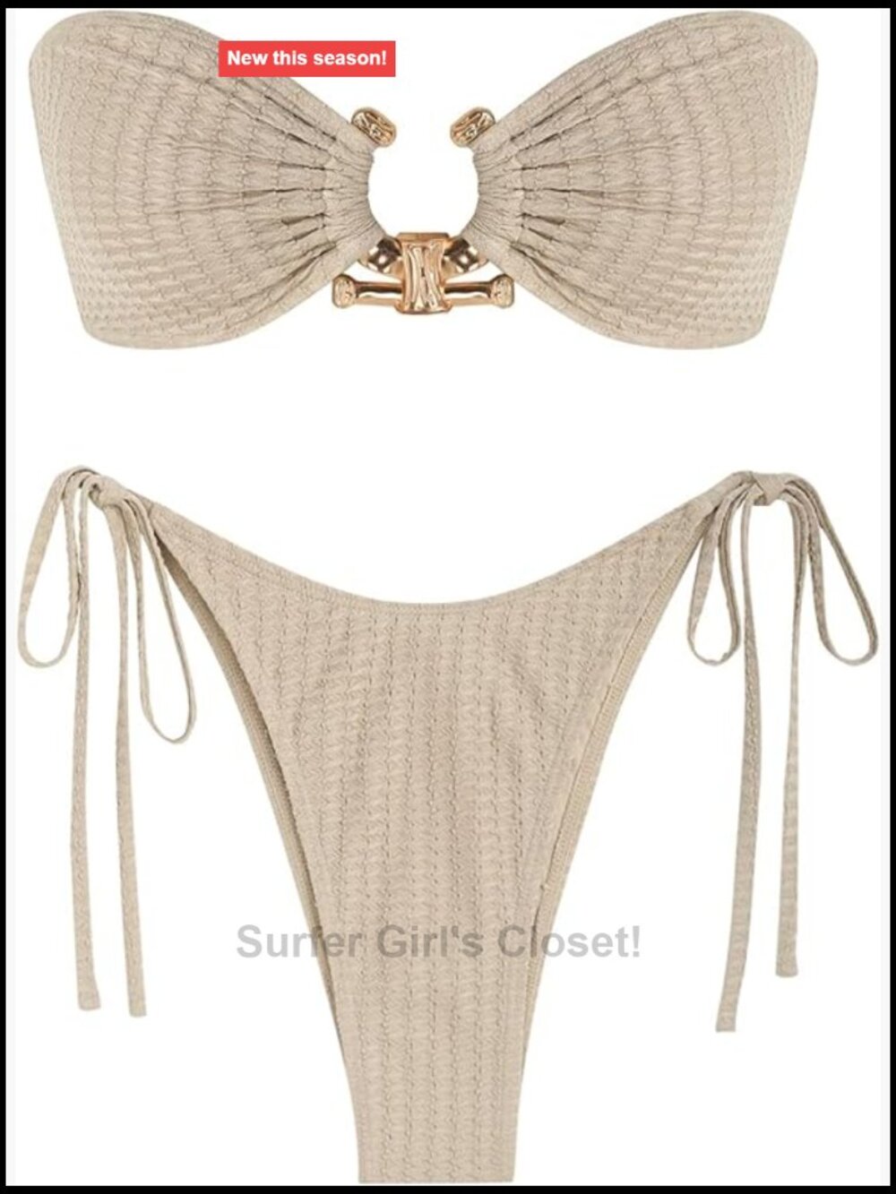 Strapless Bandeau Bikini Set High Cut Side Tie Swimsuit Two Piece